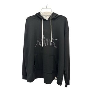 Zerdocean Hoodie Womens 2X Black Pullover Sweatshirt New York Skyline‎ Graphic